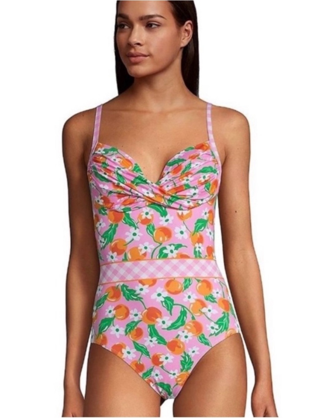 DRAPER JAMES x Lands’ End Pink & Orange One-Piece Swimsuit Size 6 NEW